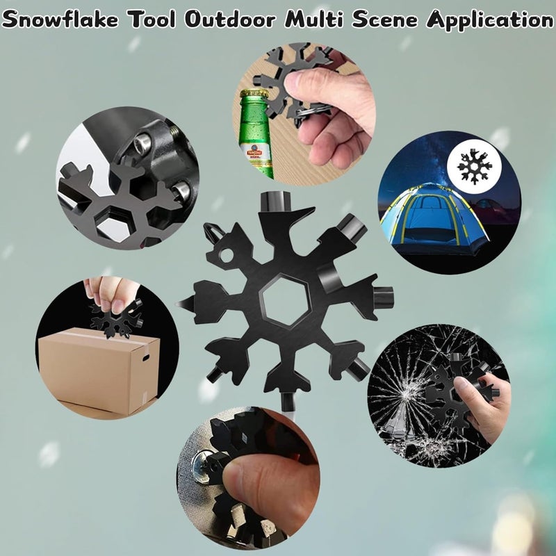 CROOT 3Packs Snowflake Multi Tool, 18-in-1 Stainless Steel Snowflake Multitool for Bottle Opener and Flat Phillips Screwdriver Kit/Wrench,Christmas Gifts for Men Adults Dad,Gadgets for Outdoor Camping Daily - Image 5